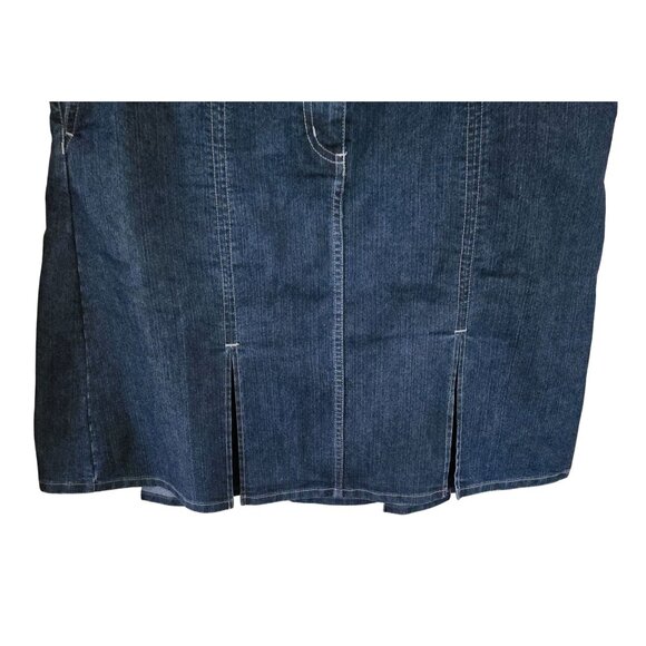Christopher & Banks Womens Stretch Denim Skirt A line boho cottagecore teacher - Picture 2 of 7